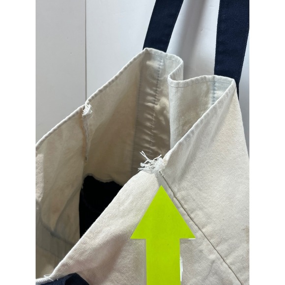 Trader Joe's Canvas Tote Bag Navy Blue Cream Embroidered Logo Reusable - Picture 7 of 9